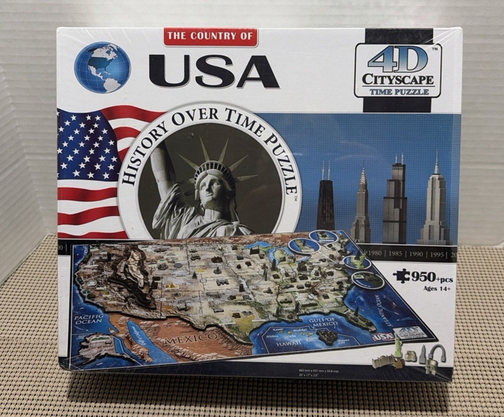4D Cityscape Jigsaw Puzzle USA History Over Time 950 Pieces NEW Sealed